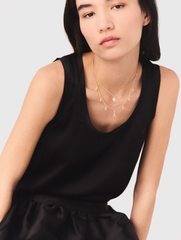 Collana doppia con charm strass