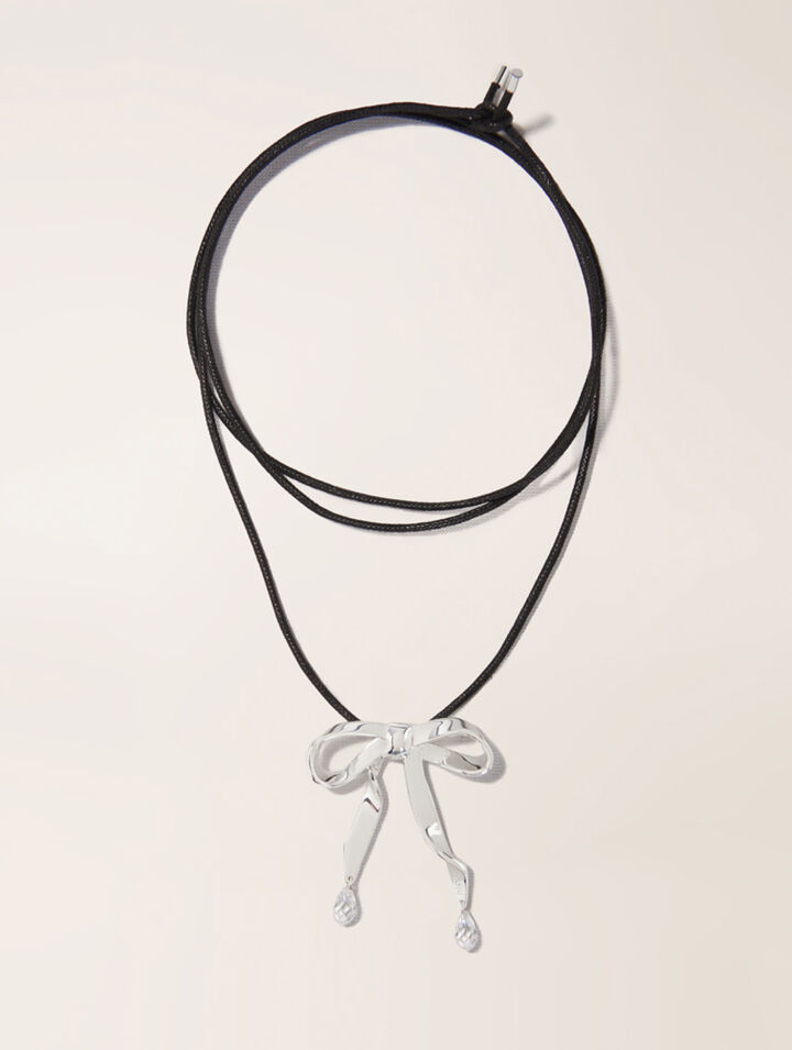 Collana fiocco argentato da legare