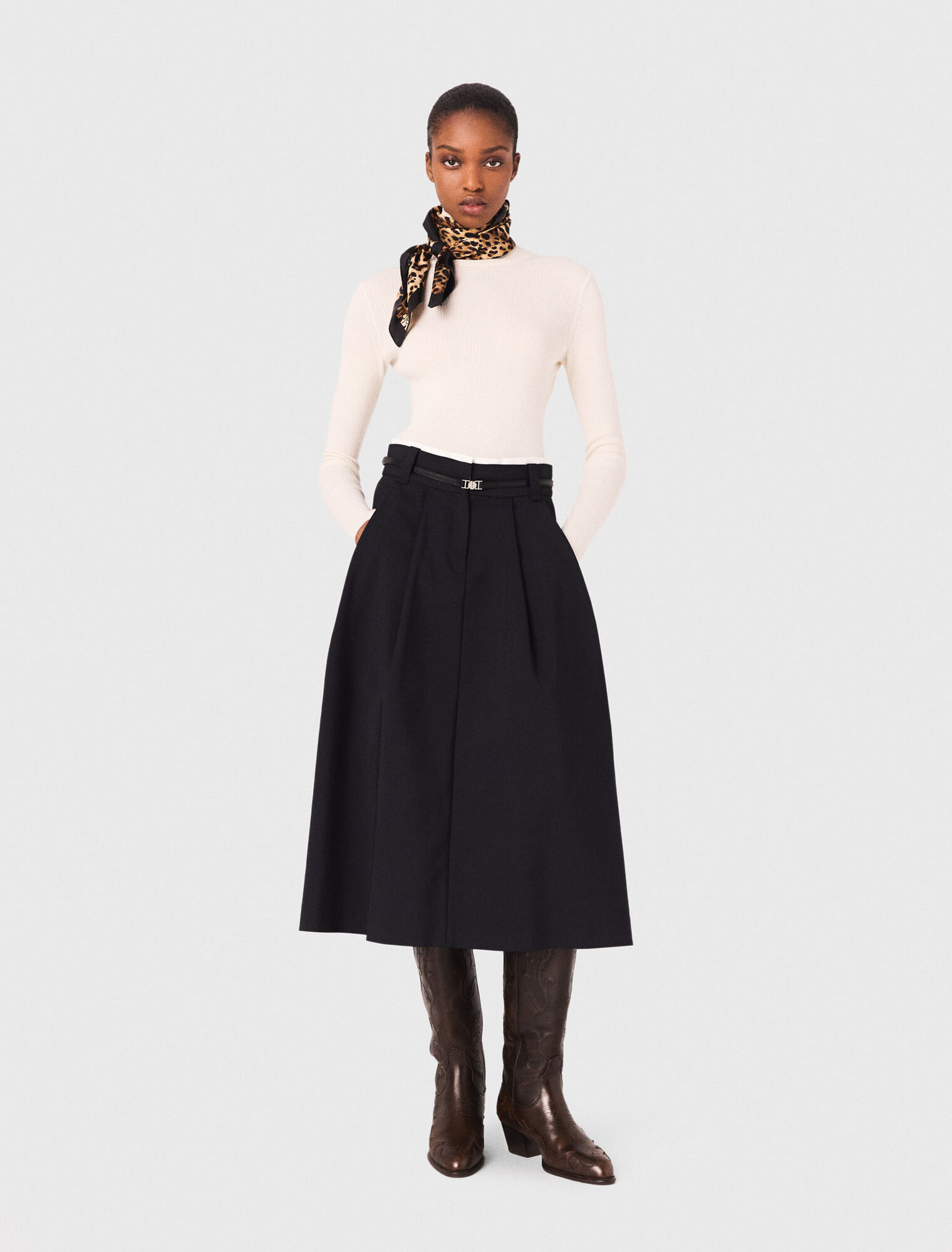 Gonna lunga in cotone con cintura