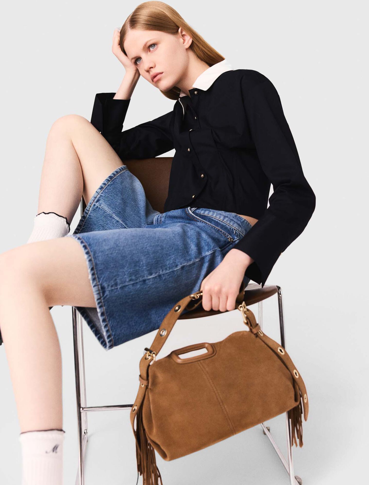 Camicia corta in popeline