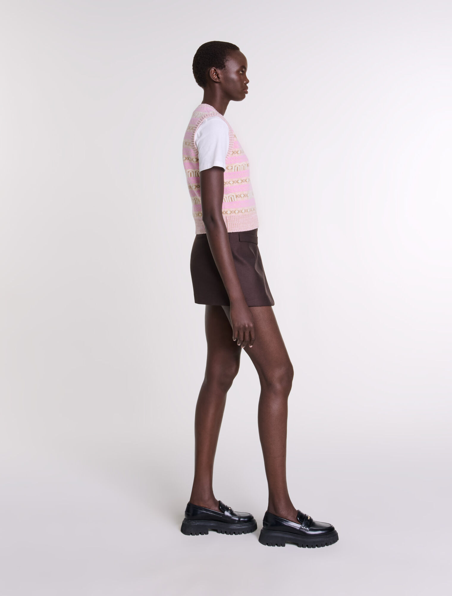 Maglia jacquard senza maniche