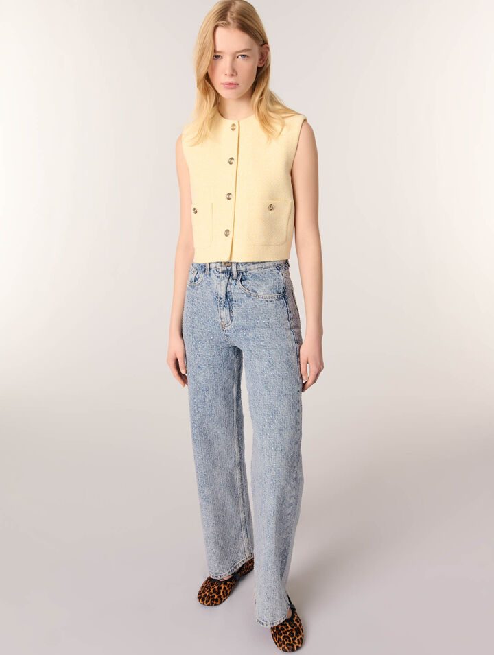 Jeans larghi decorati con strass