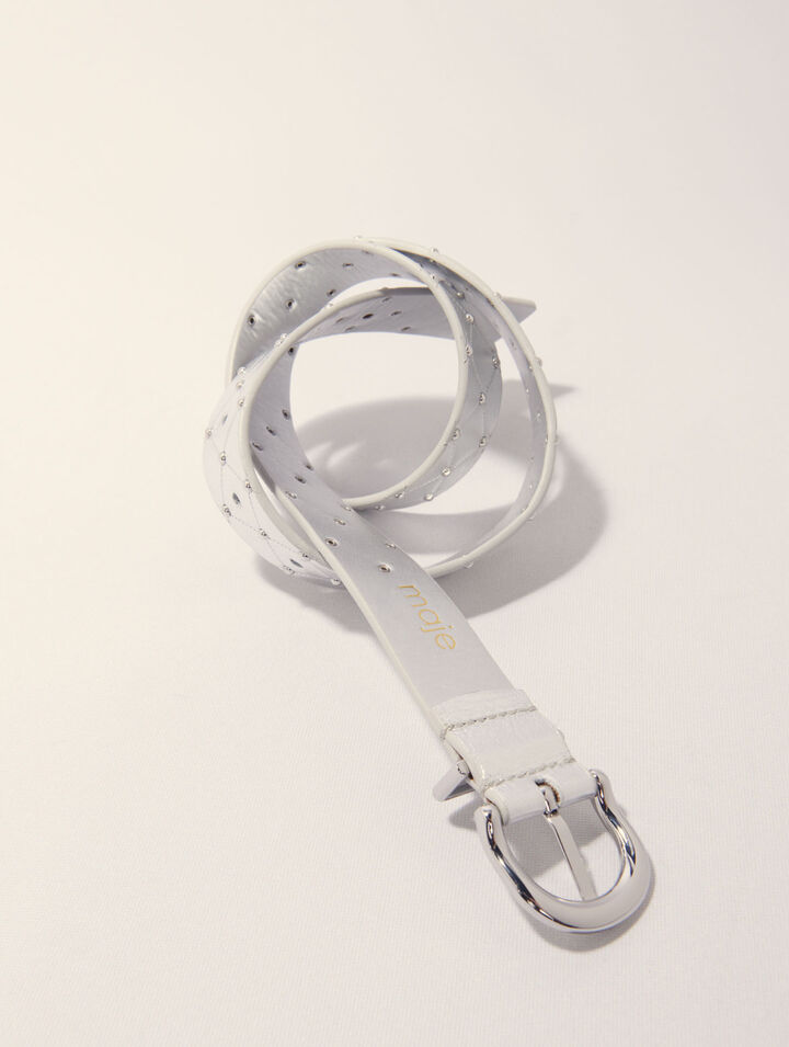 Cintura in pelle metal trapuntata
