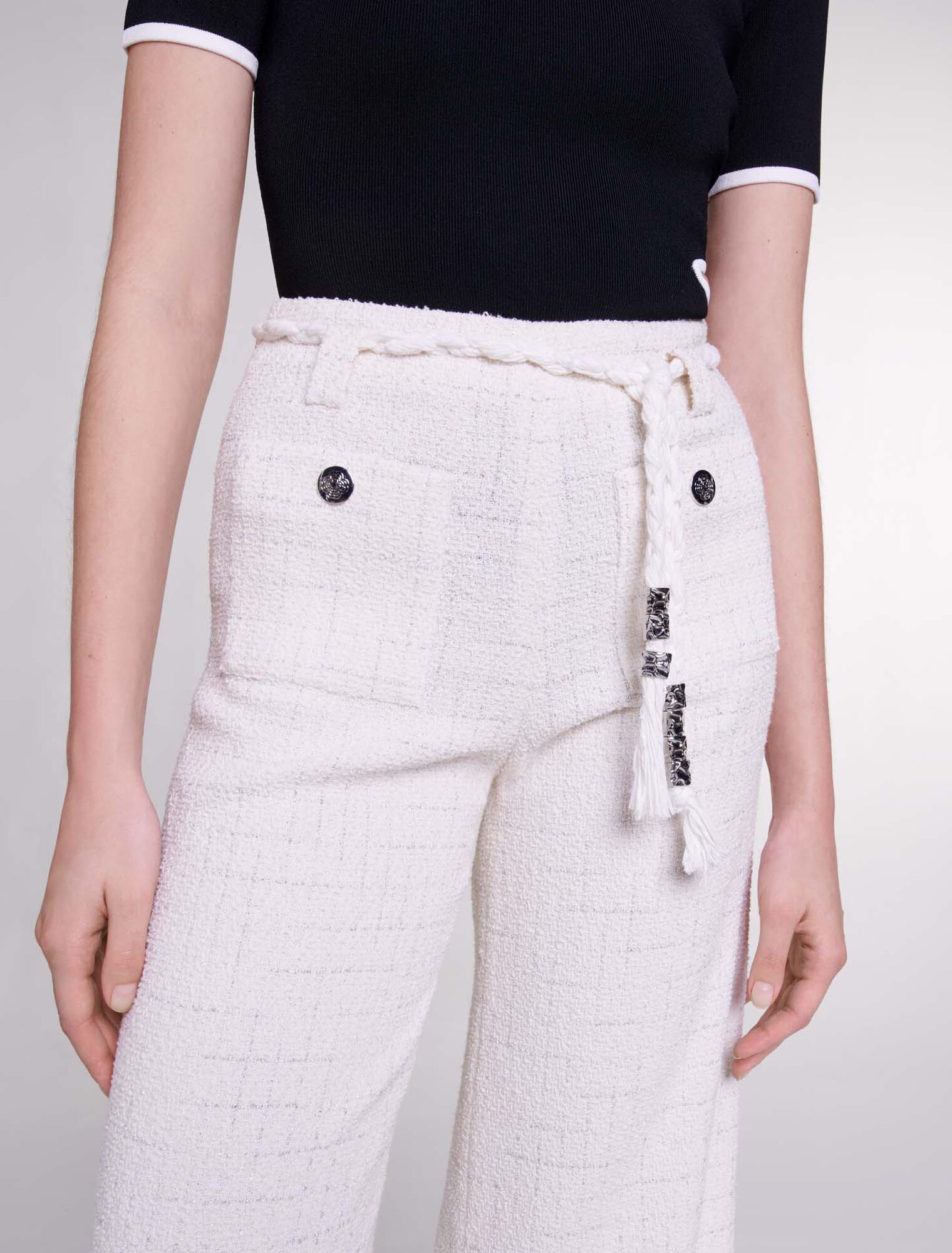Pantaloni tweed fili metallizzati