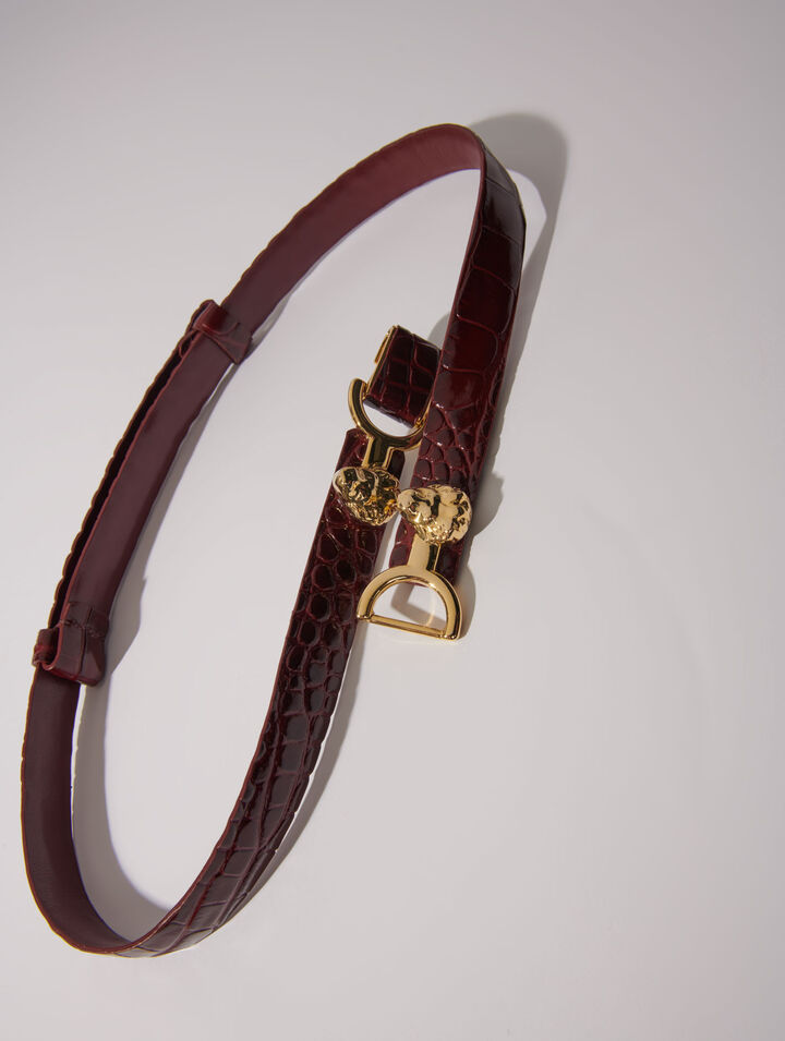 Cintura fine in pelle fibbia leone