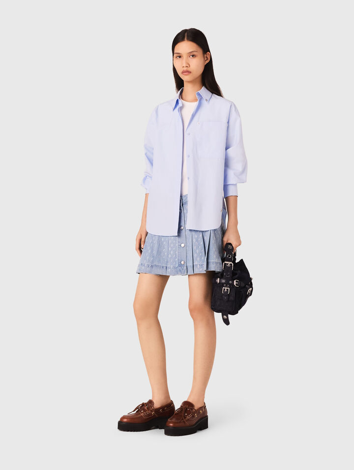 Gonna plissettata denim con strass