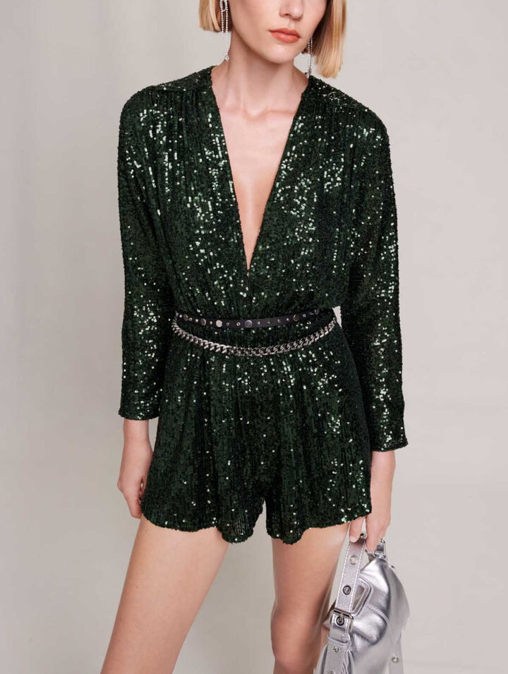 Tuta corta con paillettes