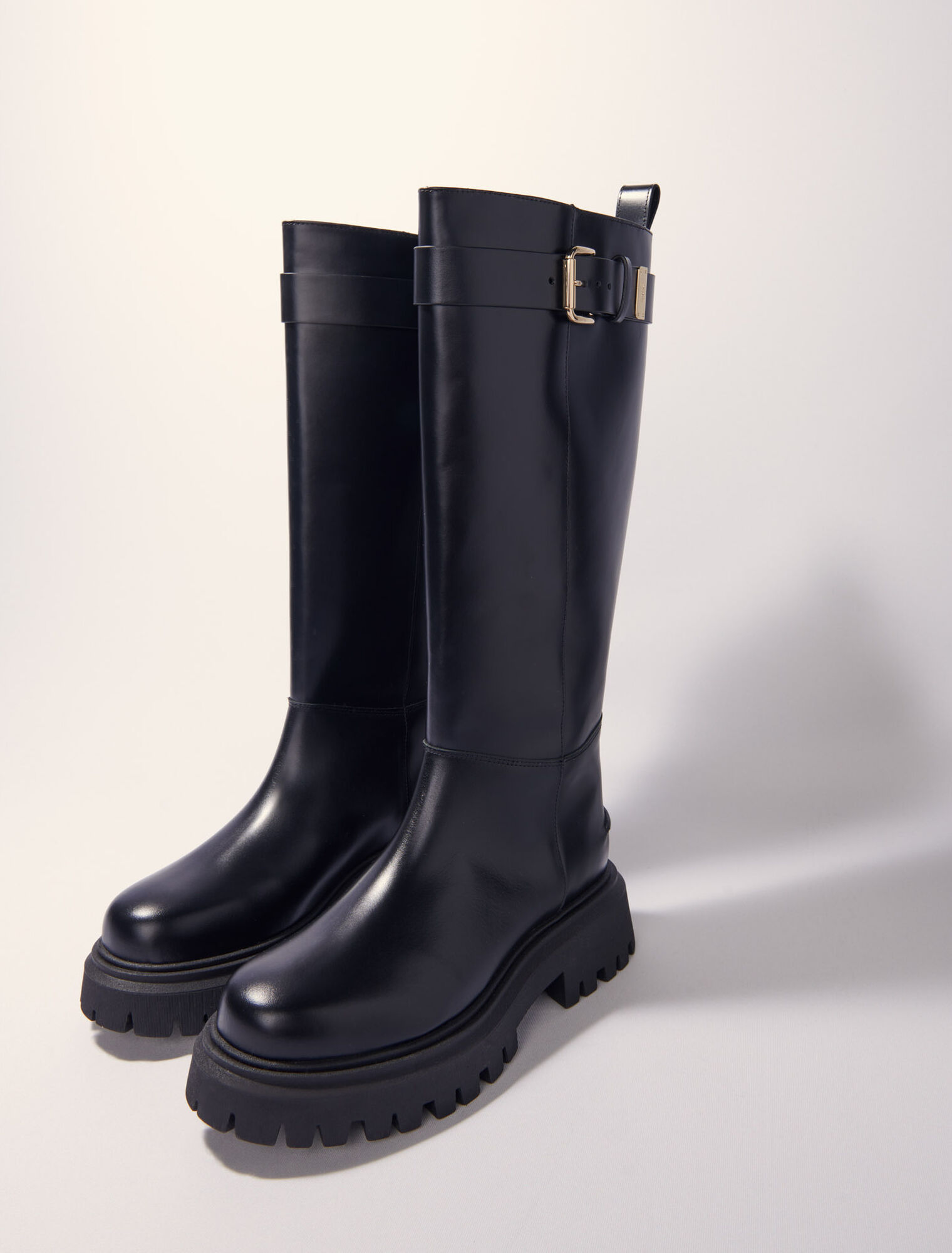 Stivali in pelle con fibbia