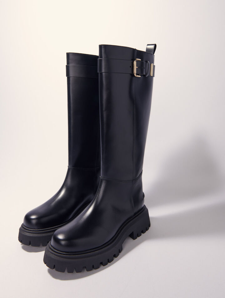 Stivali in pelle con fibbia