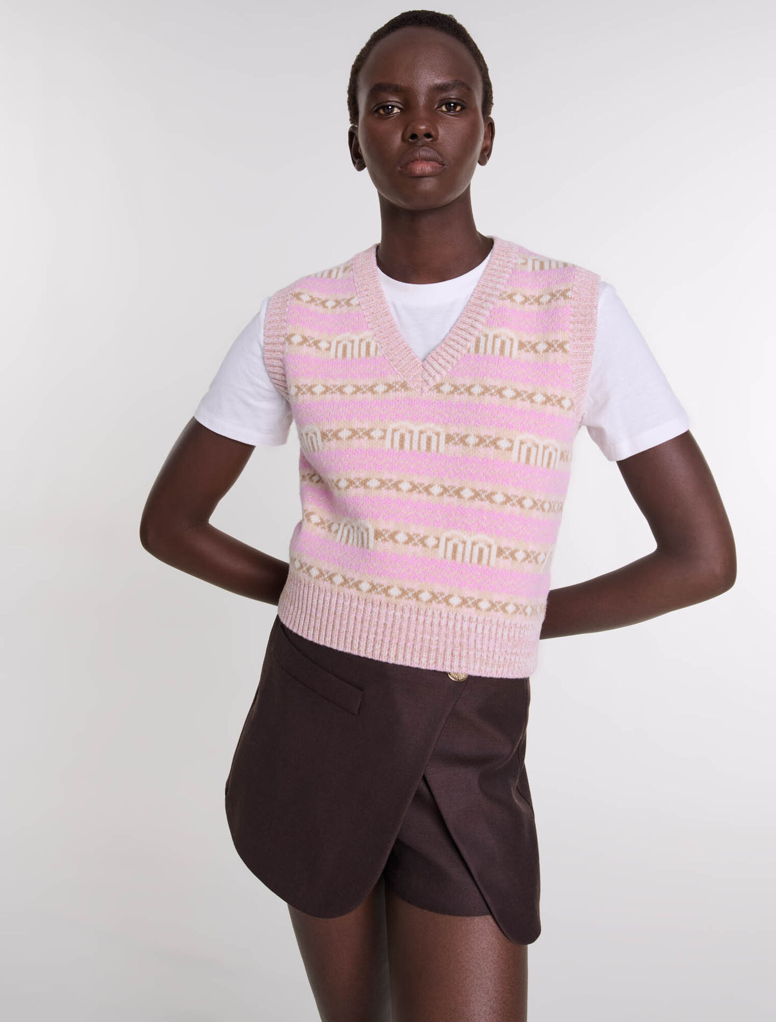 Maglia jacquard senza maniche