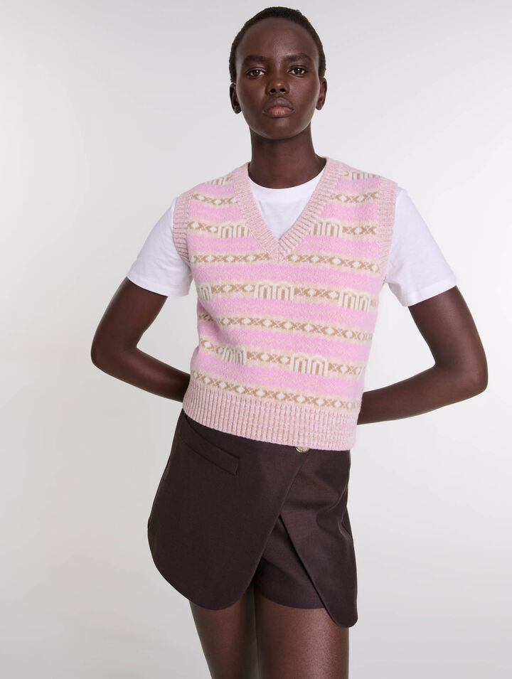 Maglia jacquard senza maniche