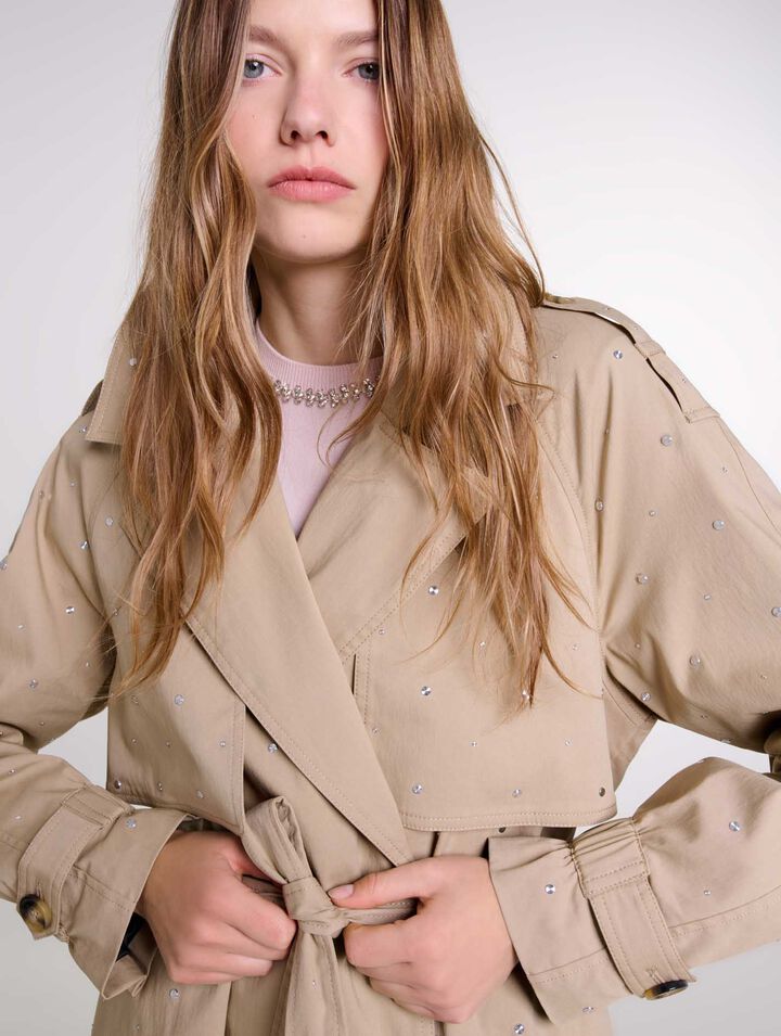 Trench borchiato vita elastica