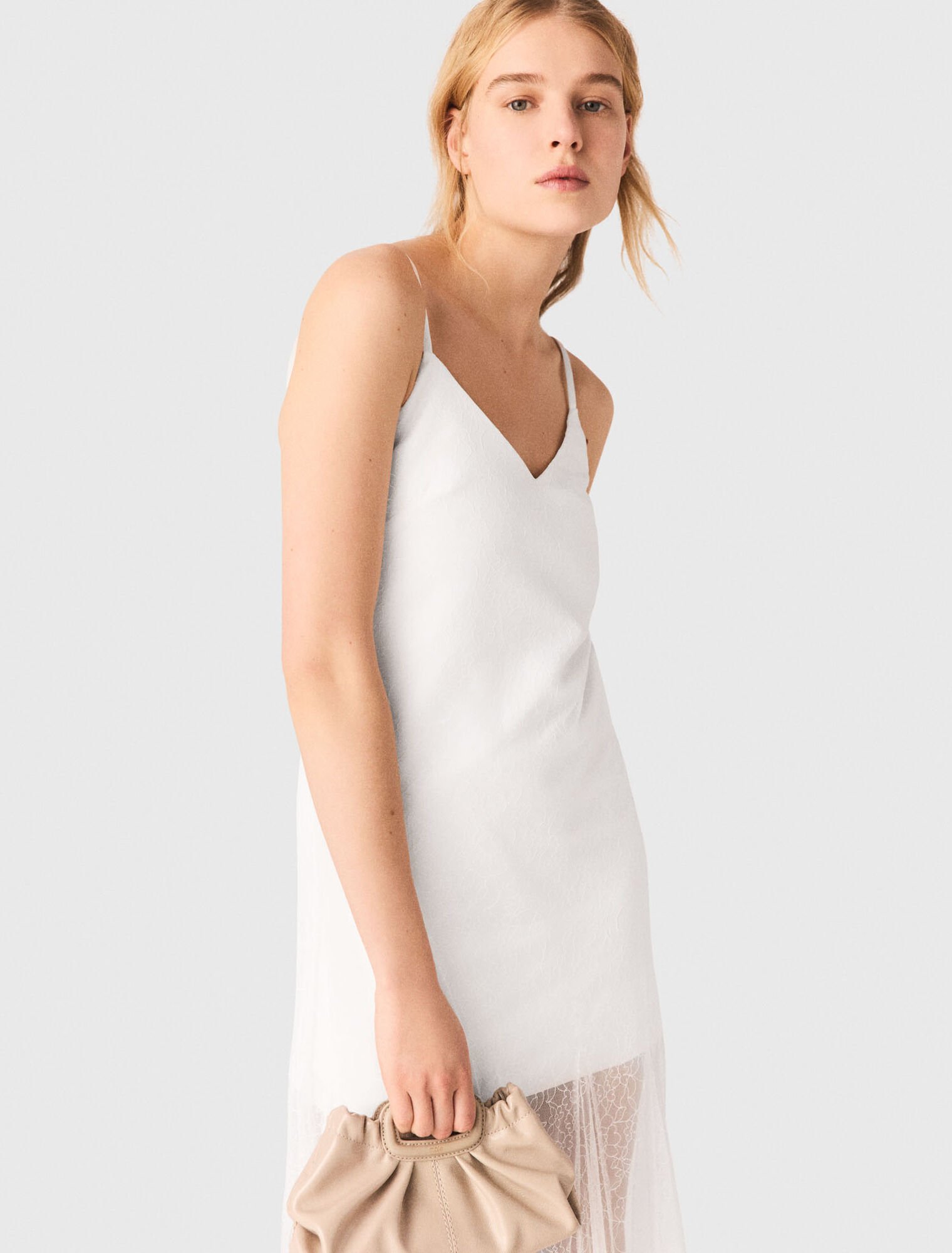 Abito in taffet&agrave; e pizzo