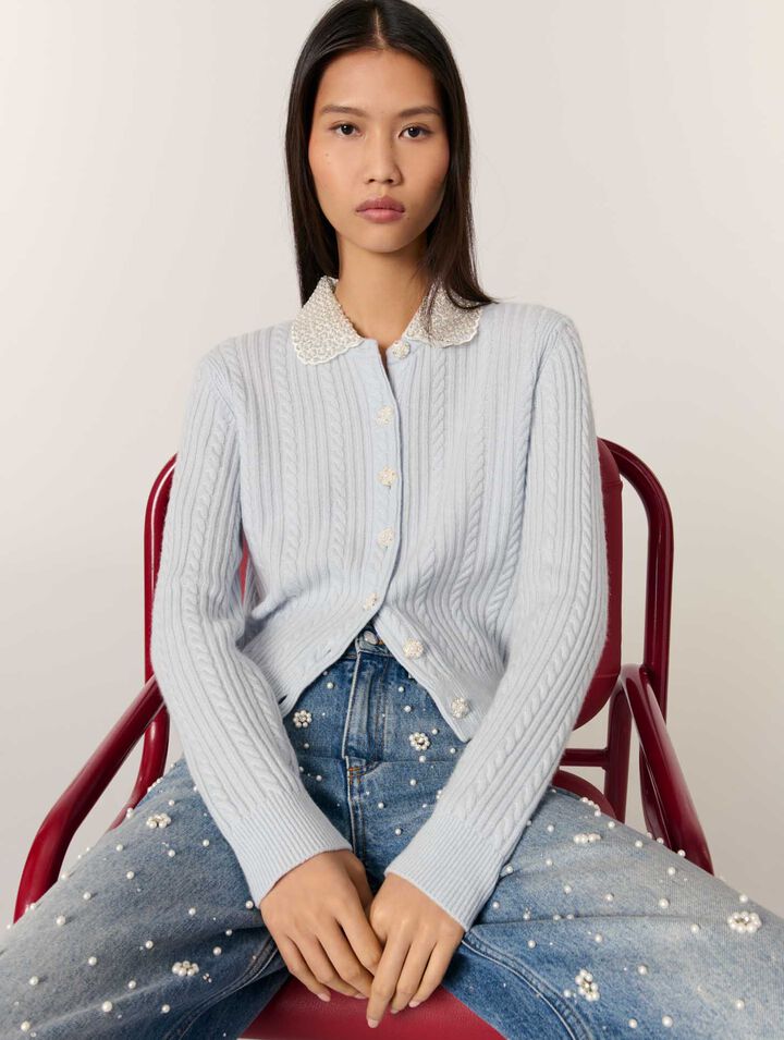 Cardigan con colletto rimovibile