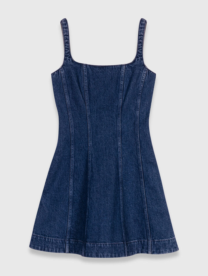 Abito babydoll corto in denim