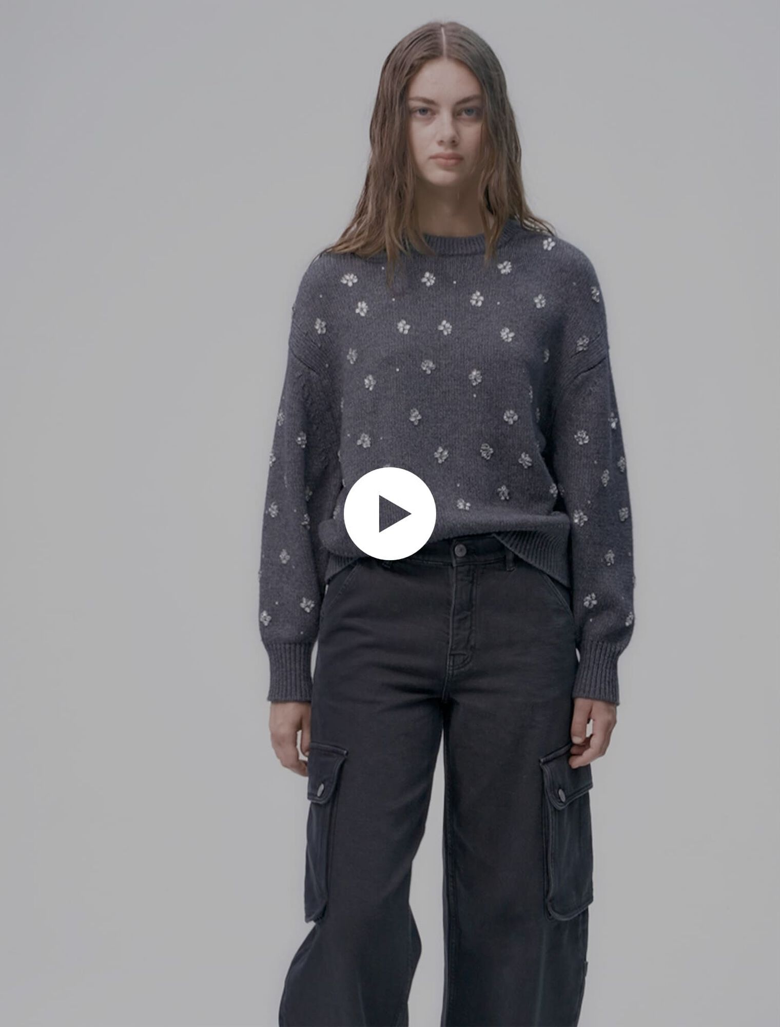 Pullover in maglia a strass