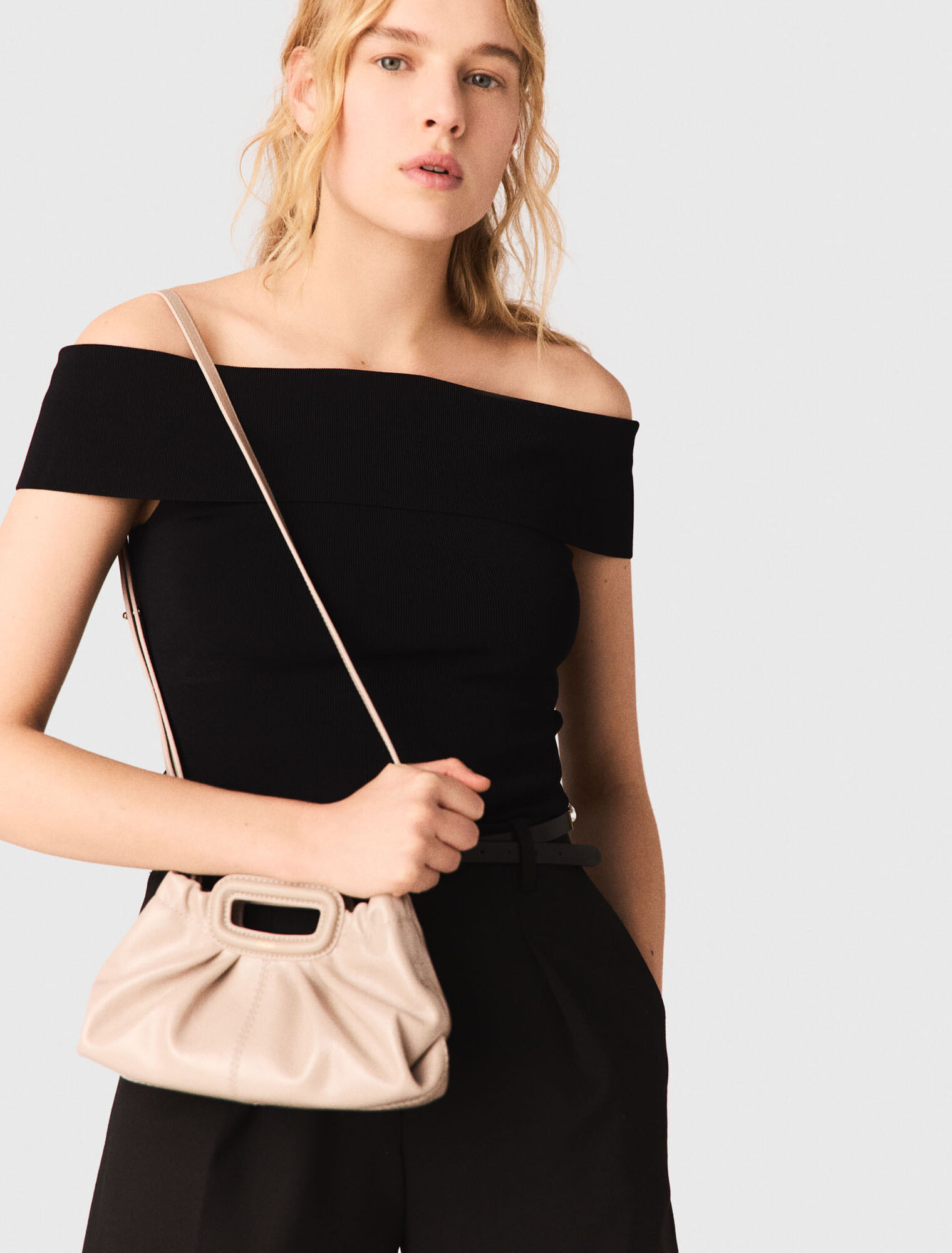 Top scollo bardot in maglia a coste