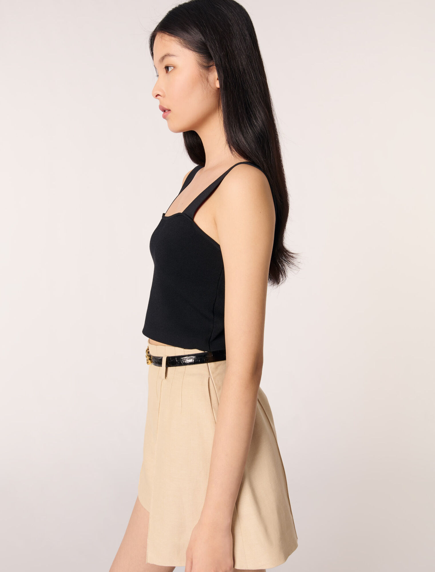 Top crop in maglia con spalline