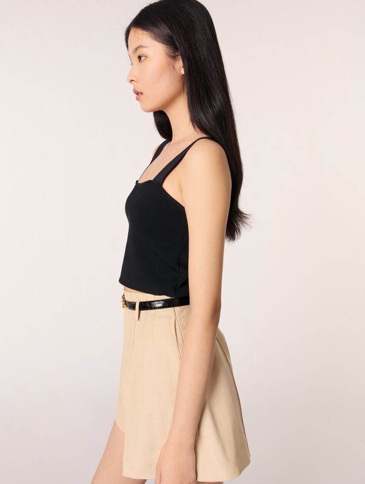 Top crop in maglia con spalline