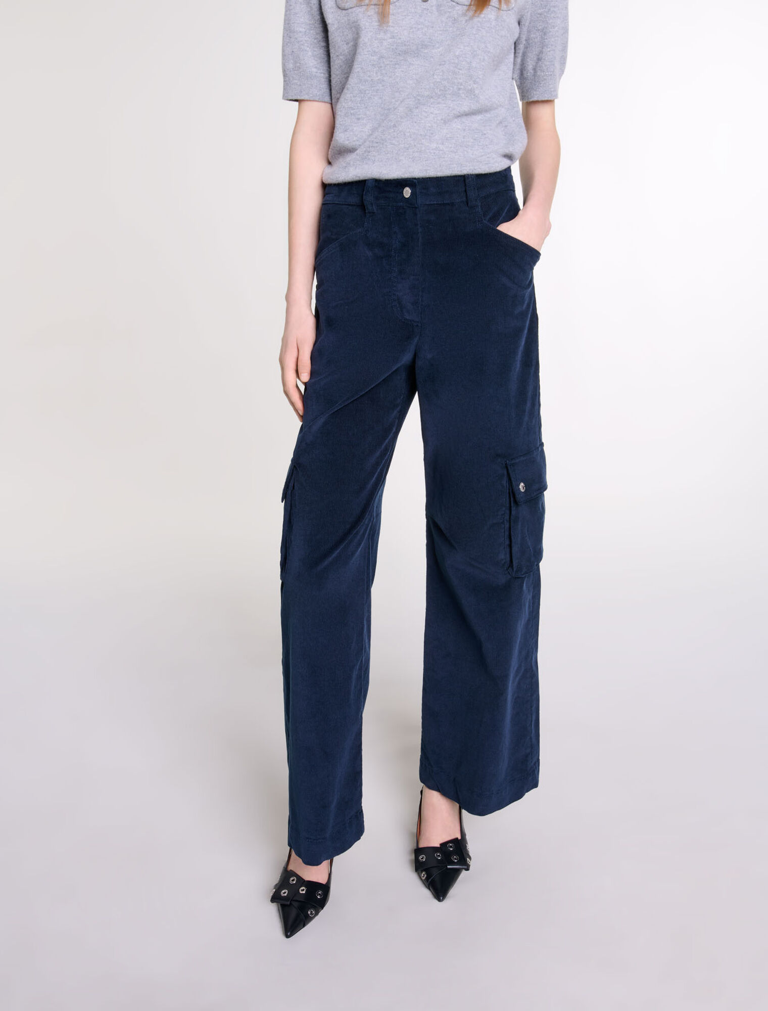 Pantaloni cargo in velluto