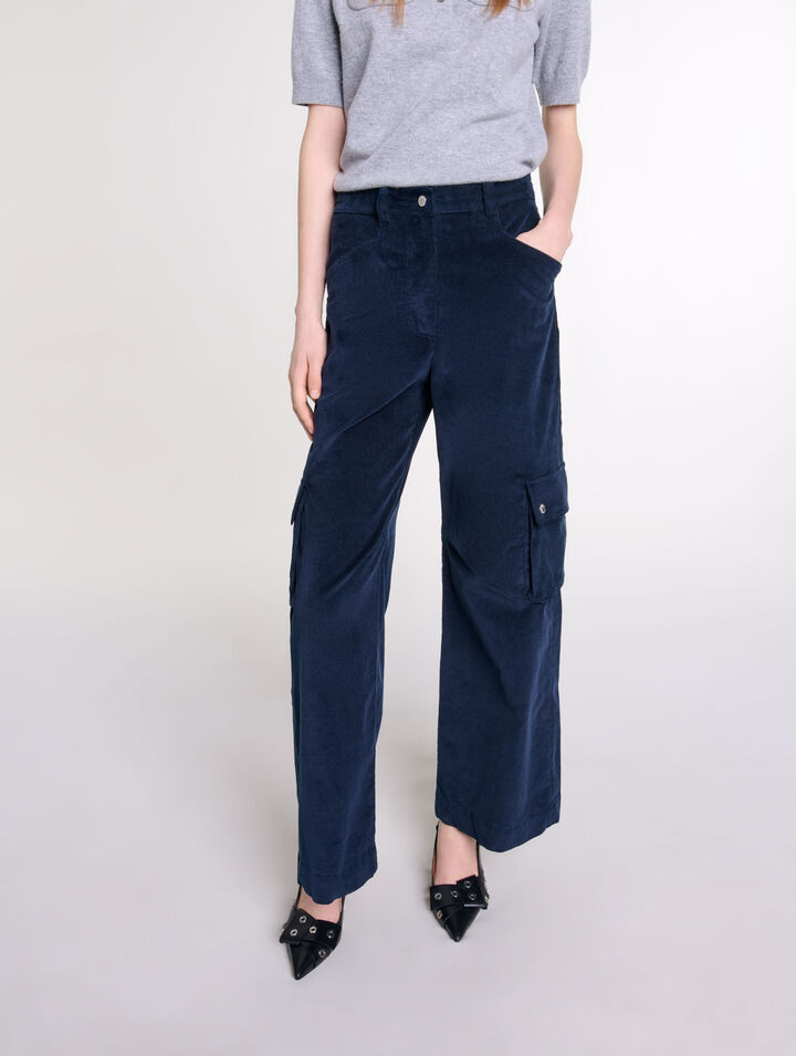 Pantaloni cargo in velluto