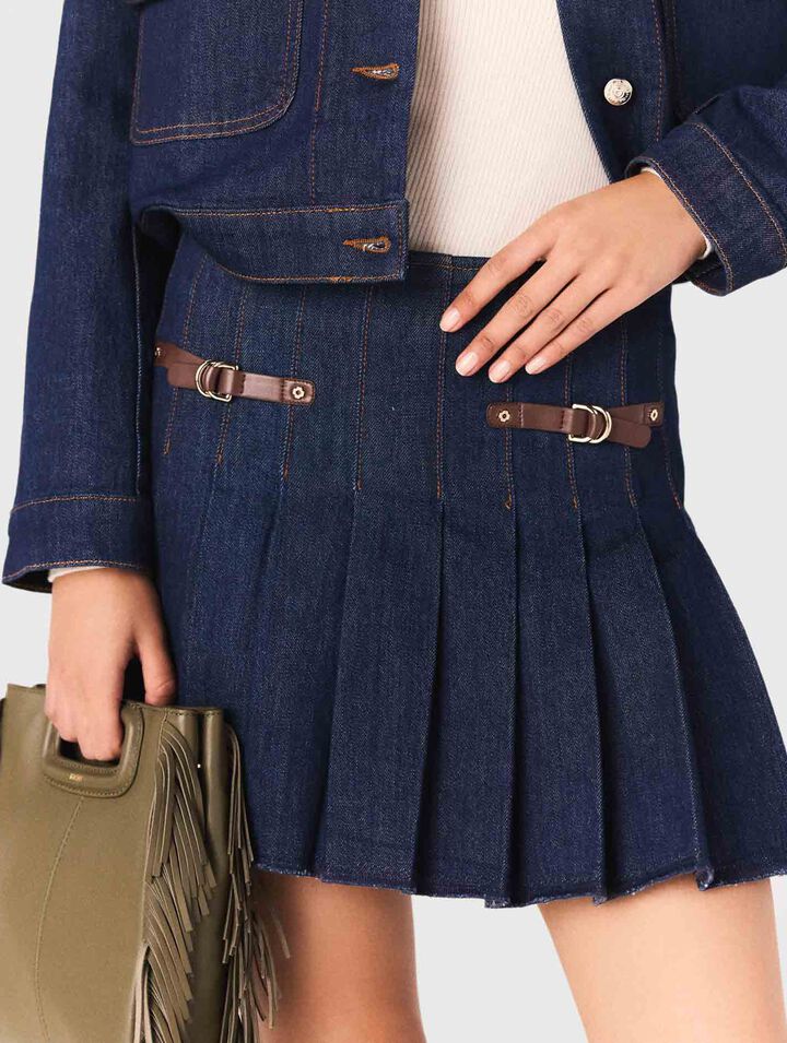 Gonna corta in denim con fodera