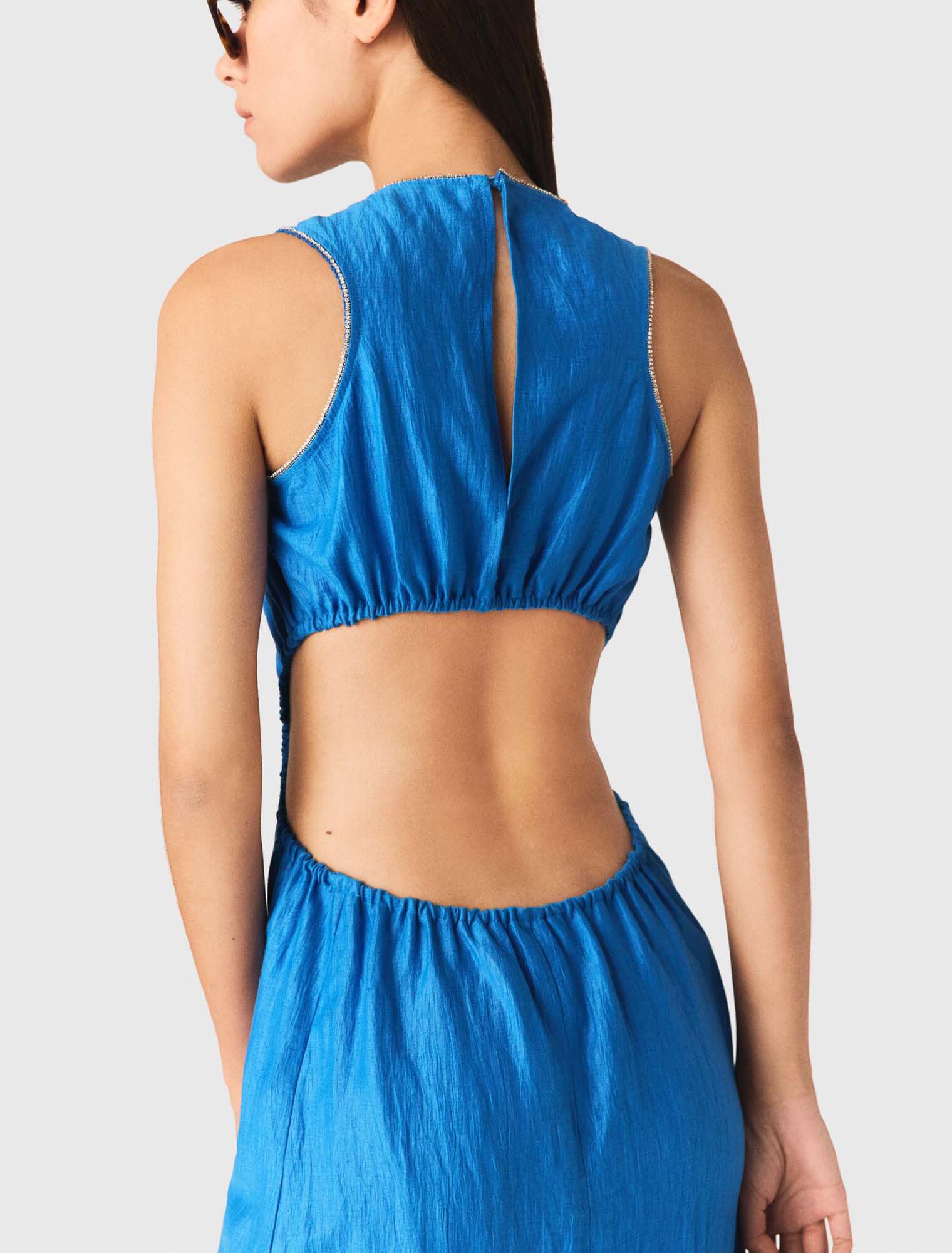 Abito midi schiena nuda misto lino