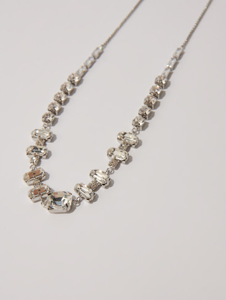 Collana girocollo argento con strass