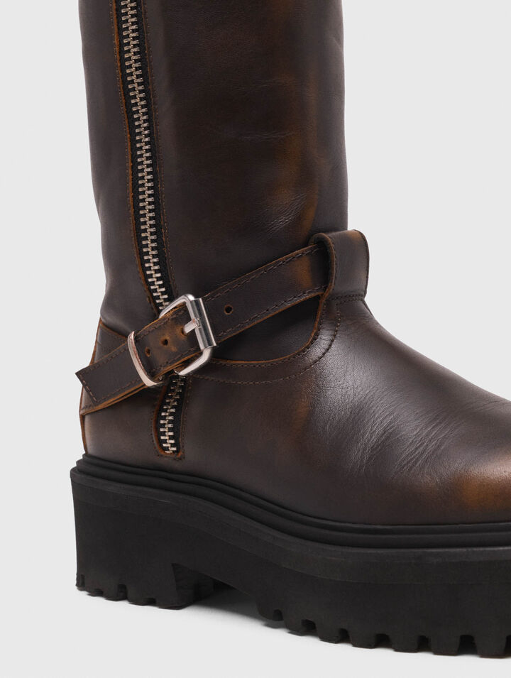 Stivali biker in pelle