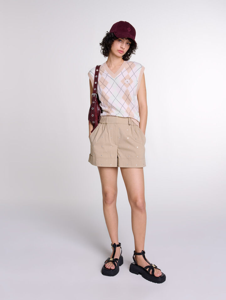 Pantaloncini in cotone con borchie