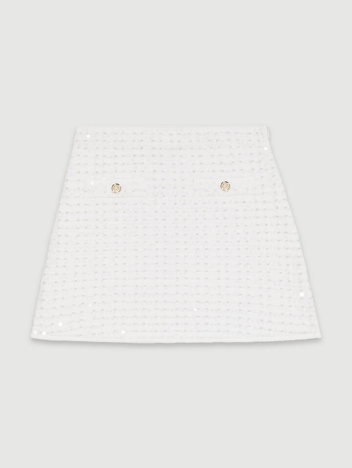 Gonna corta in maglia paillettes