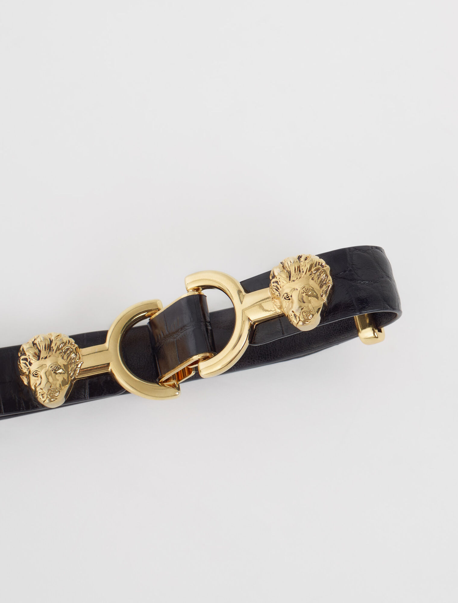 Cintura fine in pelle fibbia leone