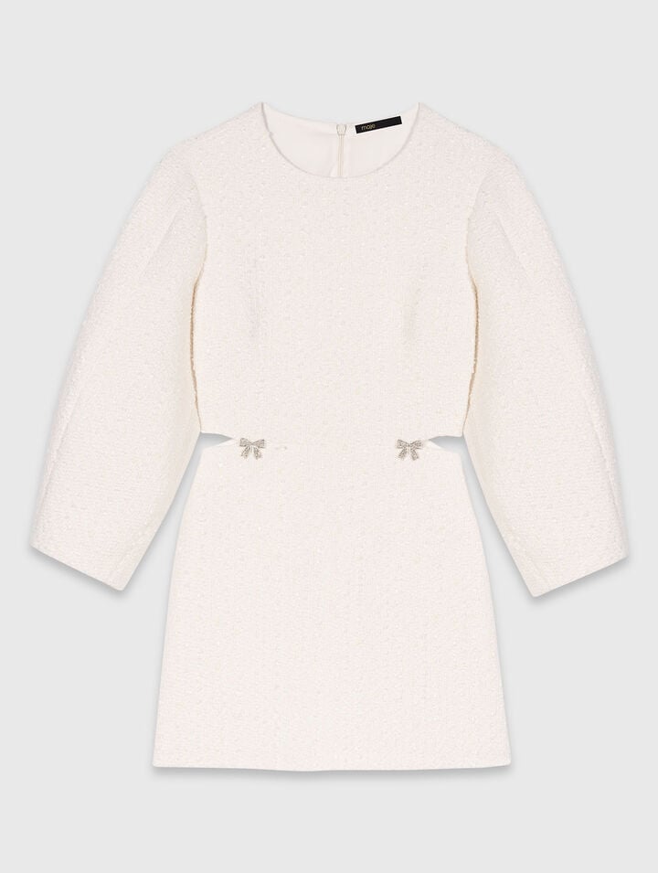 Abito corto tweed maniche a sbuffo