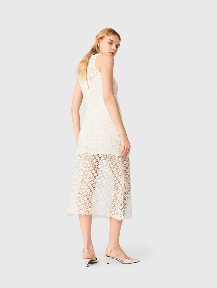 Abito lungo in crochet e strass