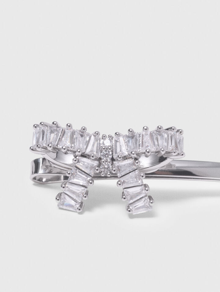 Fermaglio con fiocco in strass