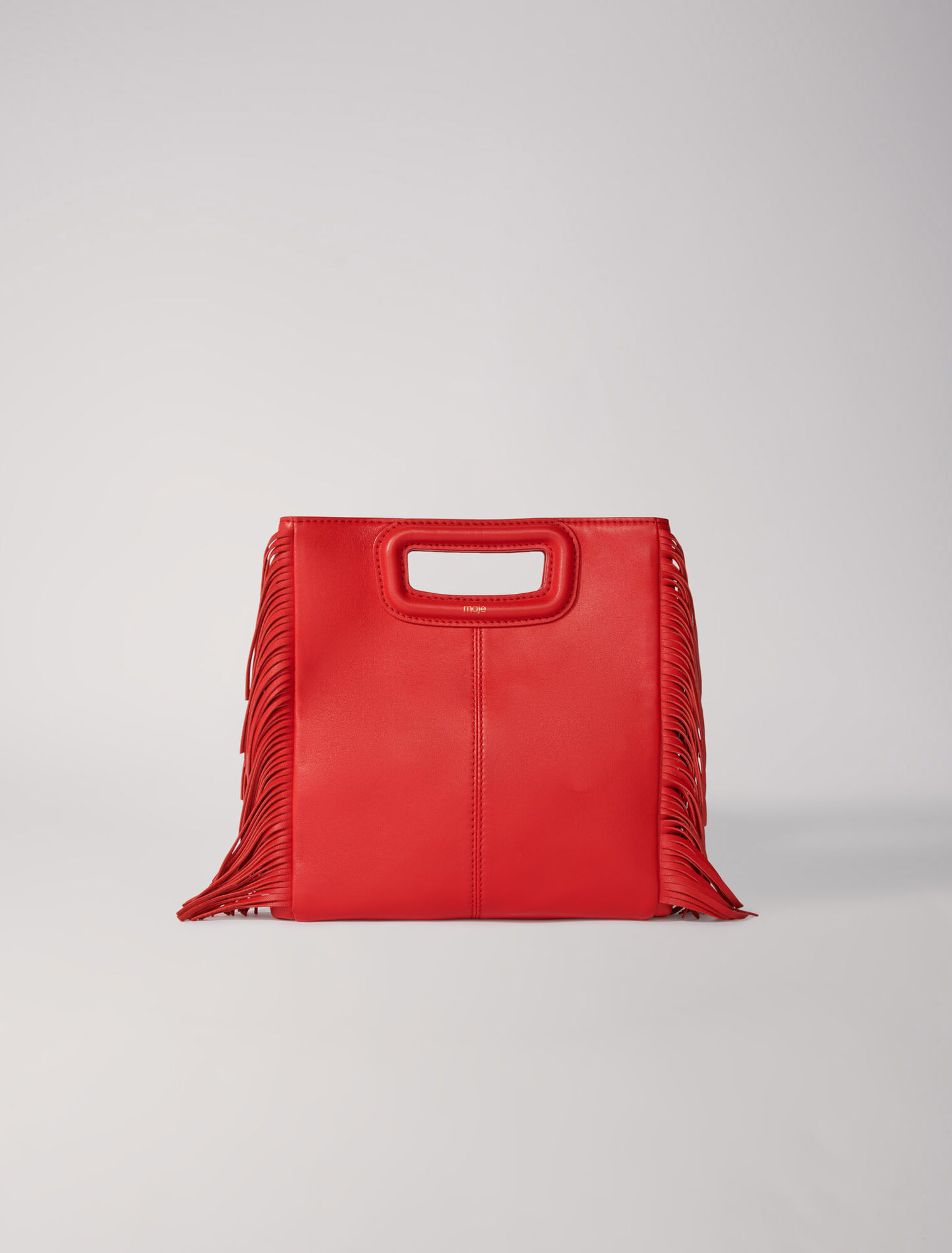 Borsa M con frange in pelle liscia