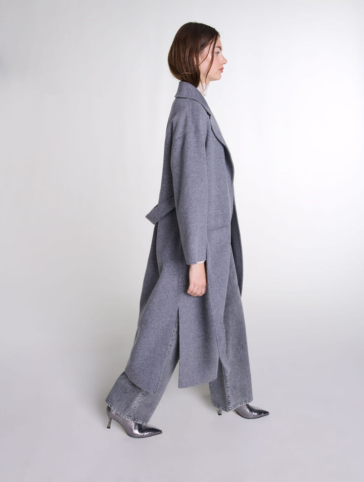 Cappotto lungo cintura double face