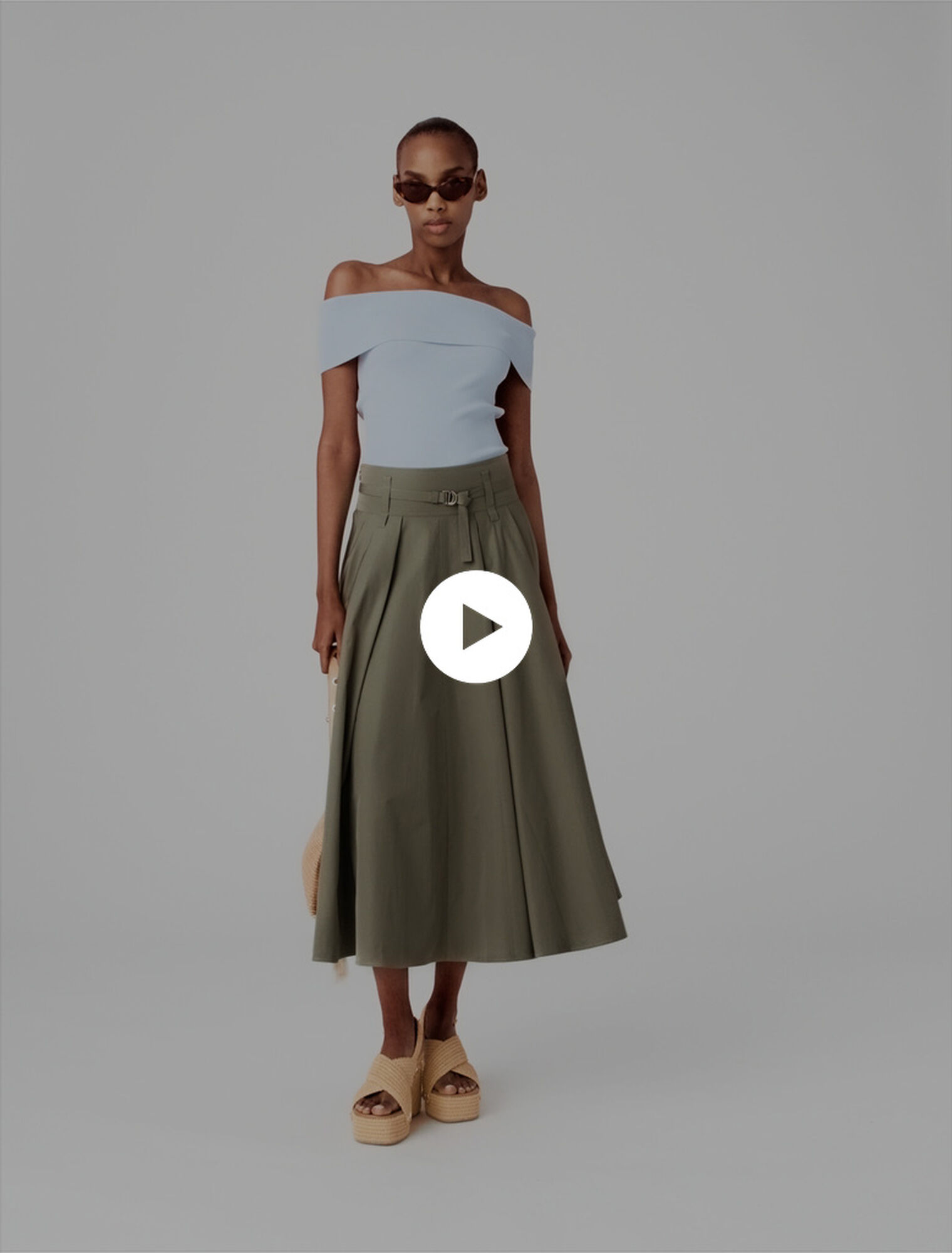 Gonna lunga plissettata in cotone