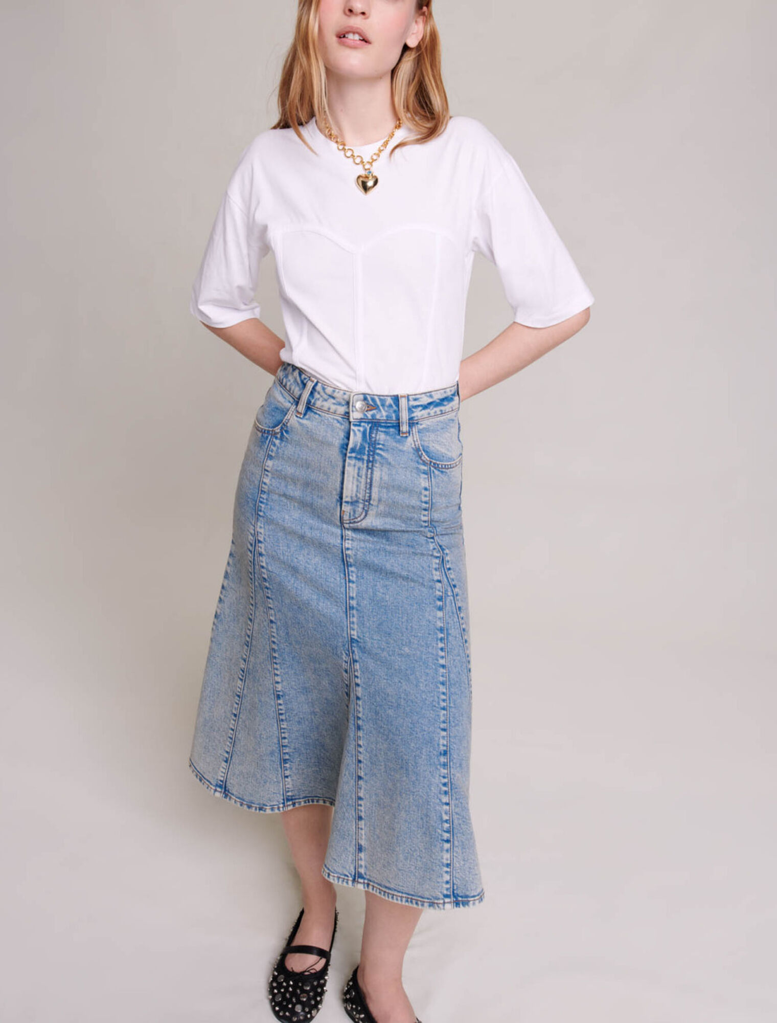 Gonna midi in denim