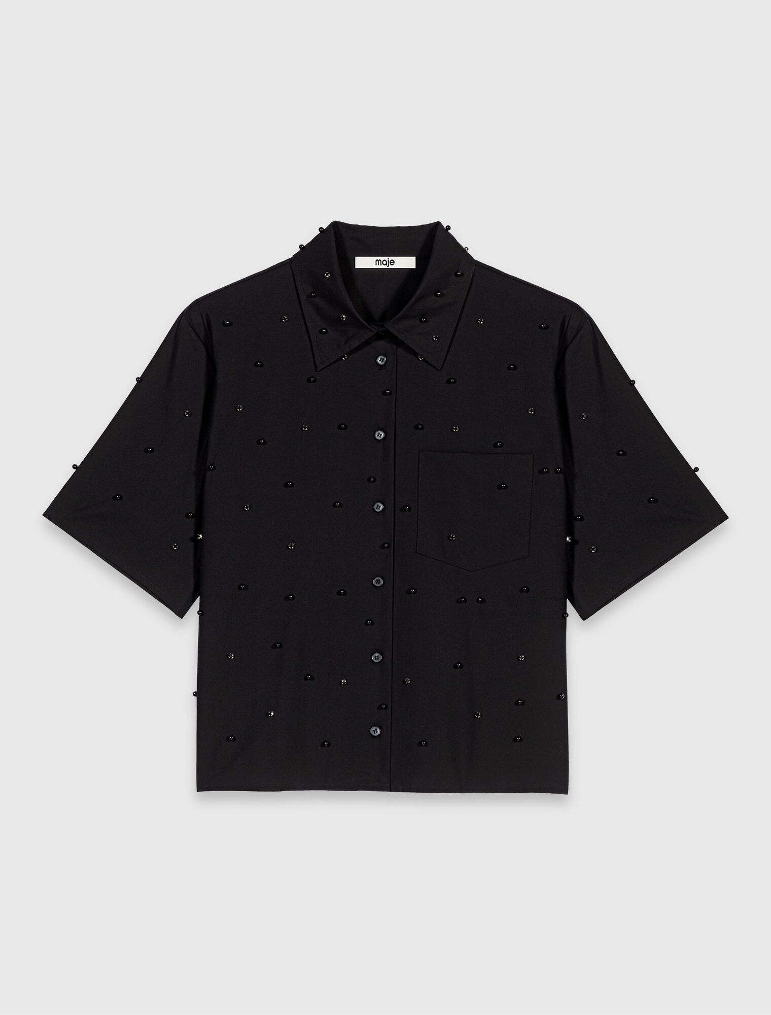 Camicia con strass e perle