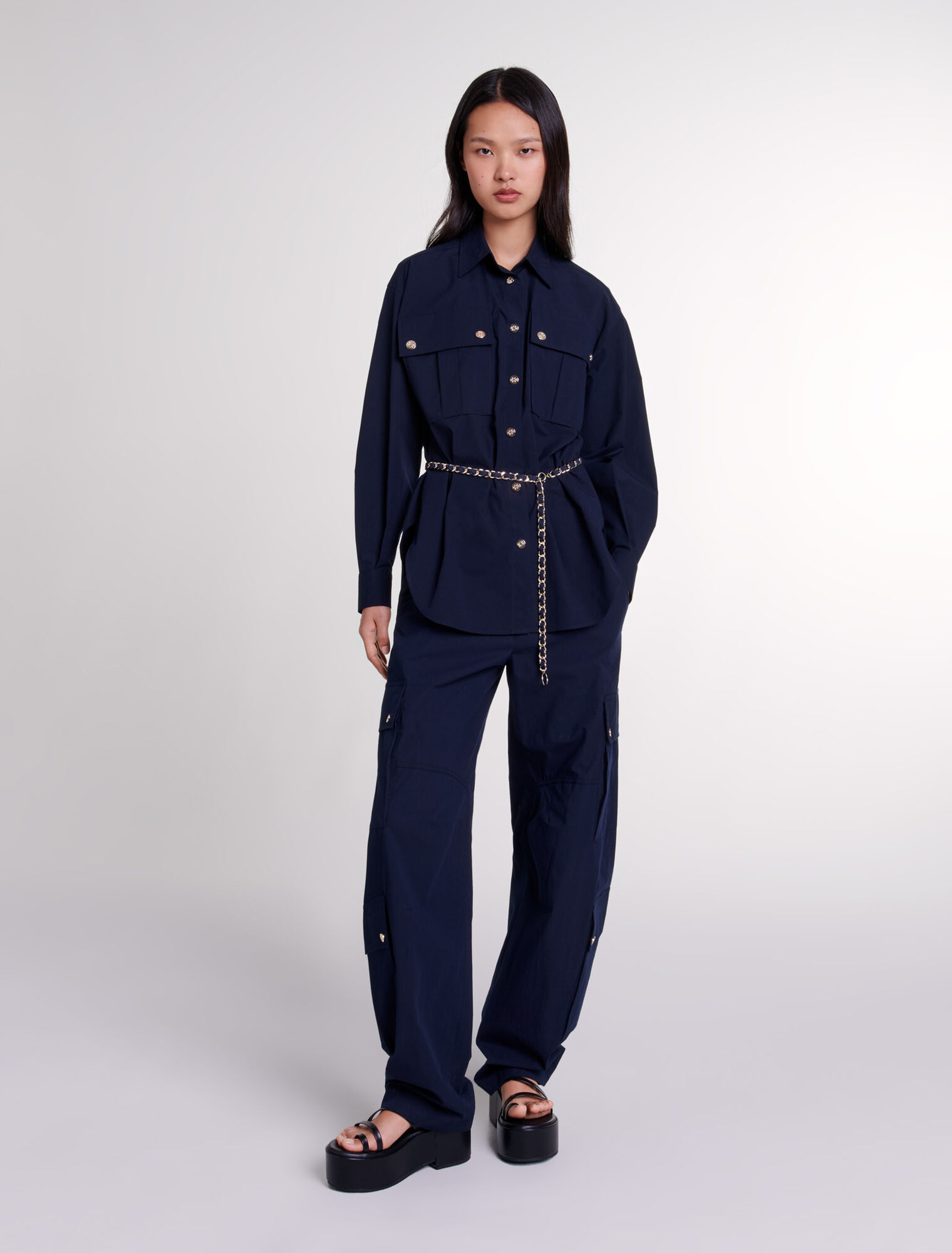 Camicia lunga con cintura 