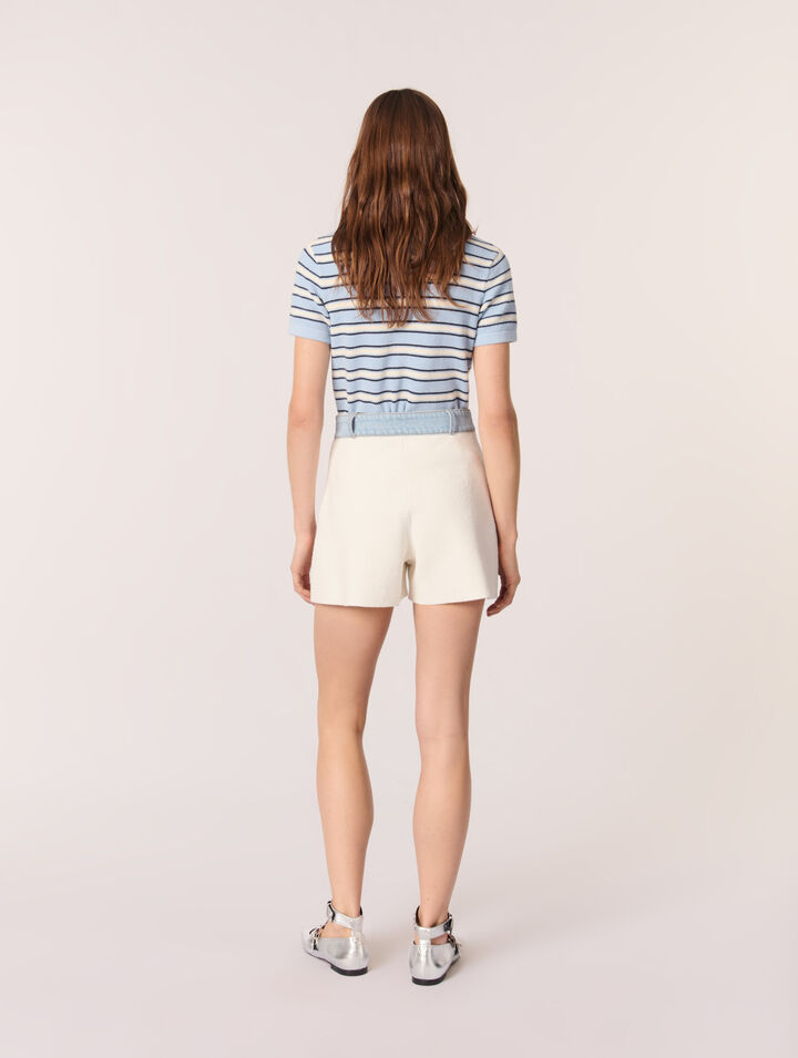 Shorts in maglia passamano in denim