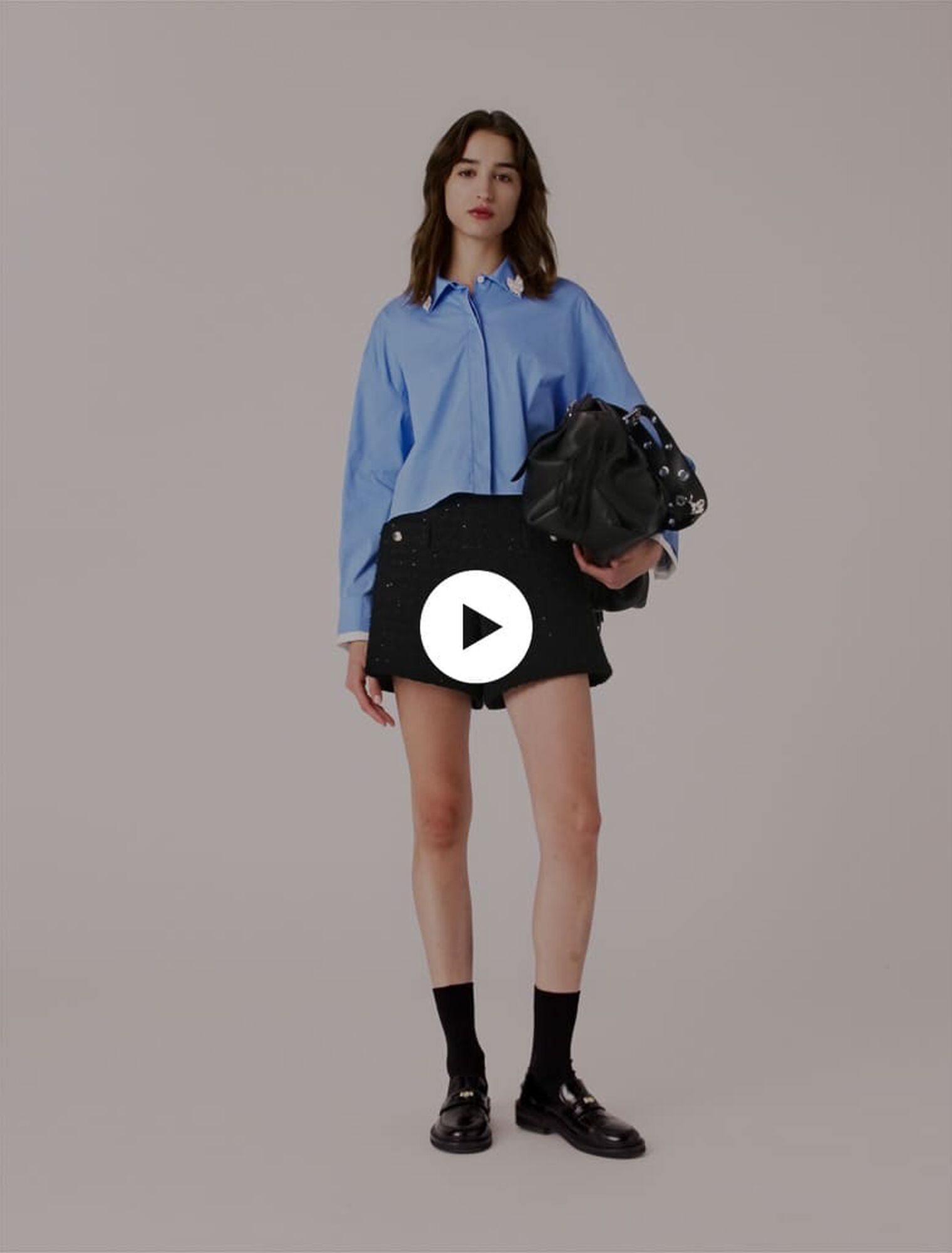 Shorts in tweed con strass