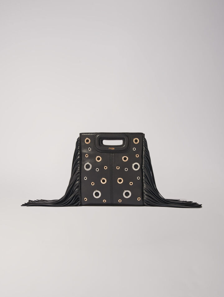 Borsa mini M in pelle e occhielli