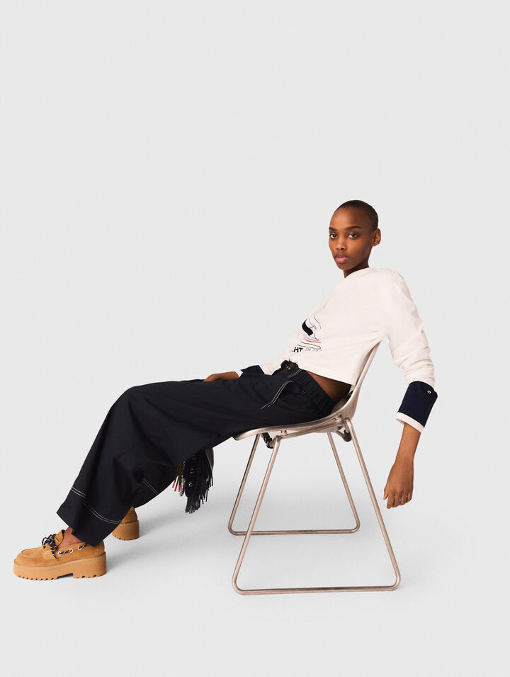 Pantaloni cotone e cintura in pelle