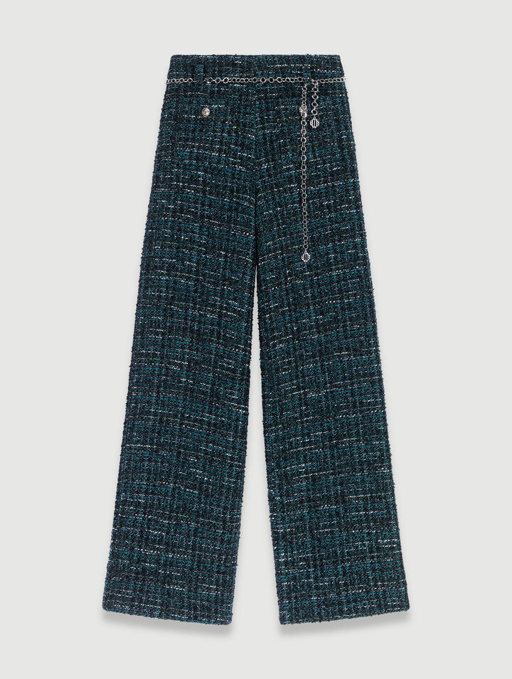 Pantaloni larghi in tweed