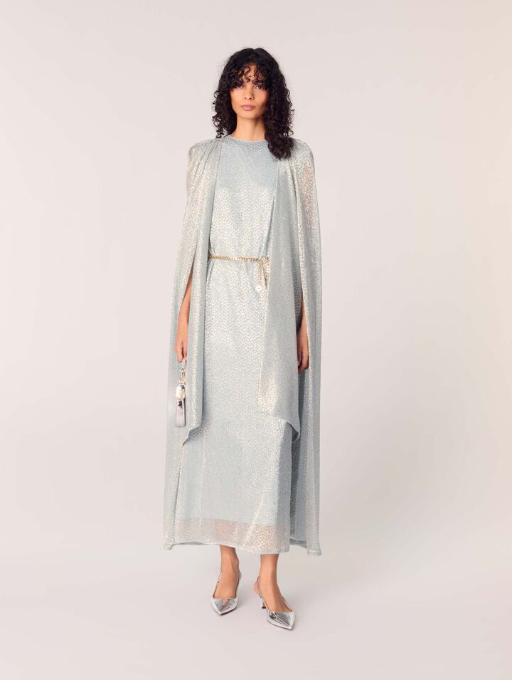 Abito lungo con mantello in lurex