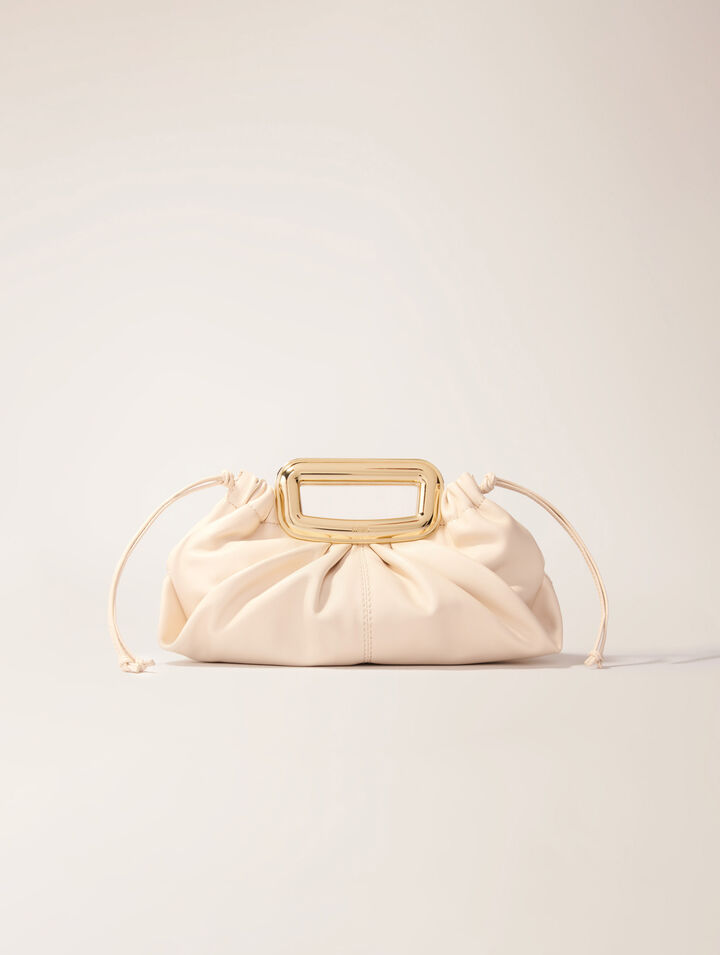 Clutch in pelle manico in metallo