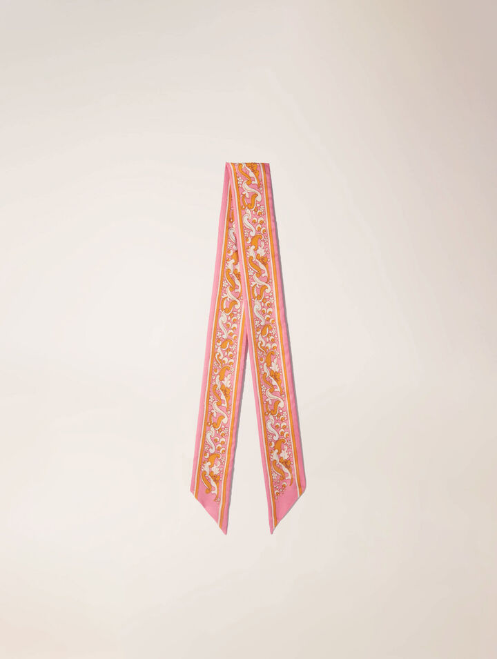 Foulard nastro 90x5 cm stampa fiori