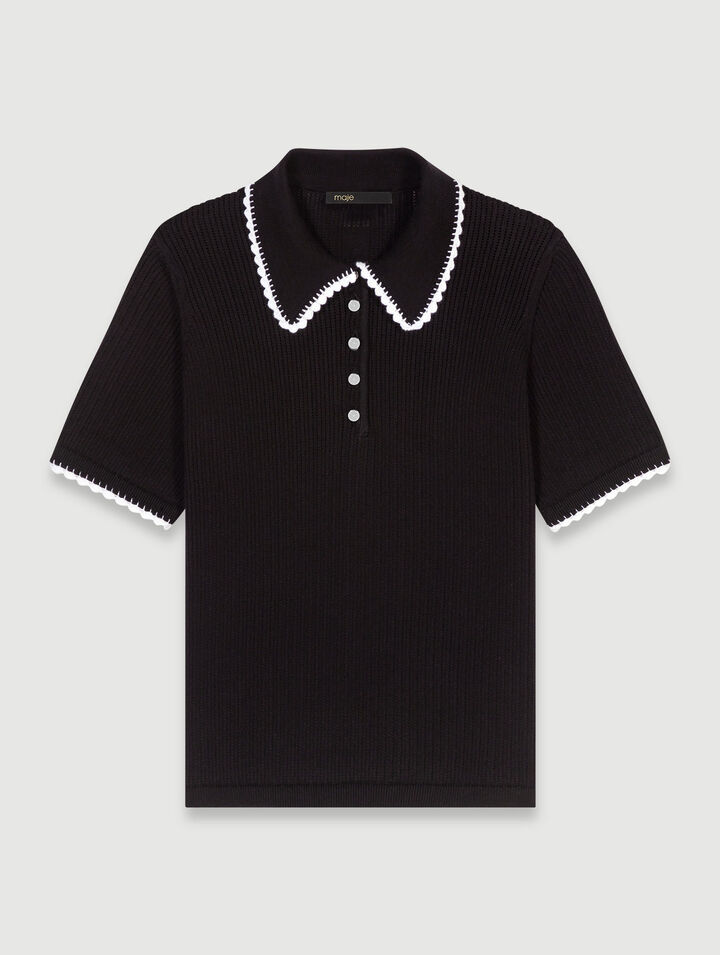 Polo in maglia pointelle